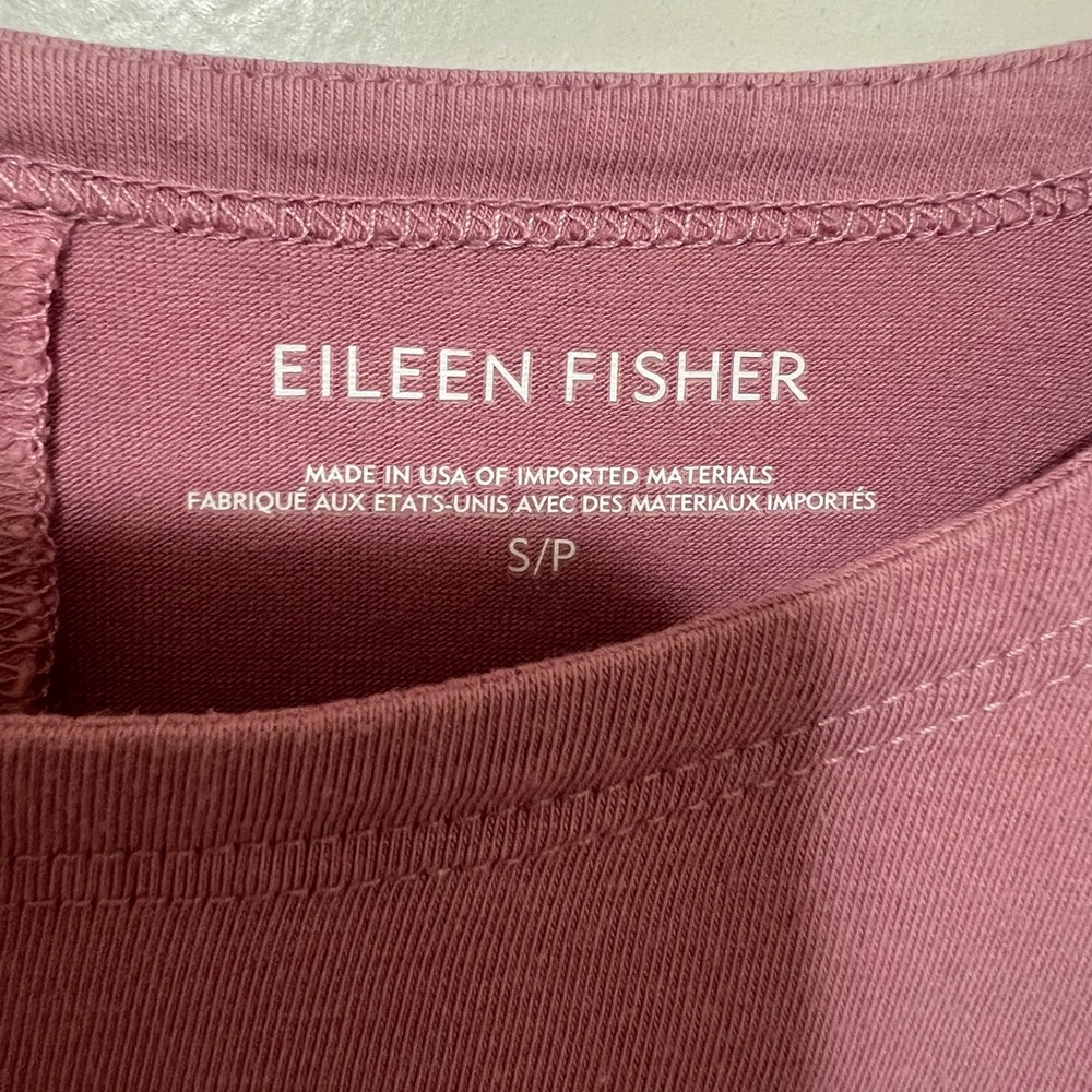 Eileen Fisher Woman PM Organic Cotton Stretch Jersey Tee Top Pink - Picture 5 of 6